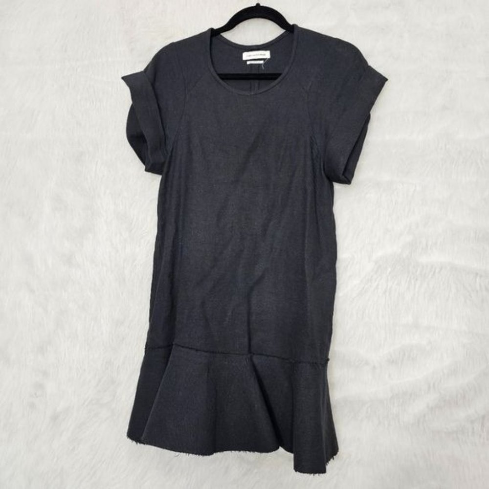 Isabel Marant Etoile Black Gemma Linen Blend Flounce Shirt Dress Small